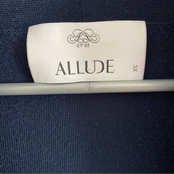 Allude Open‎ Front Lightweight Cardigan 100% Wool Navy Blue Women’s XS - Picture 5 of 6